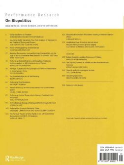 Back cover of Performance Research: Volume 27 Issue 1 - On Biopolitics